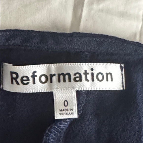 REFORMATION Adair Midi Dress Navy Blue Size 0 Button Up 3/4 Sleeves Work Party - Picture 8 of 10